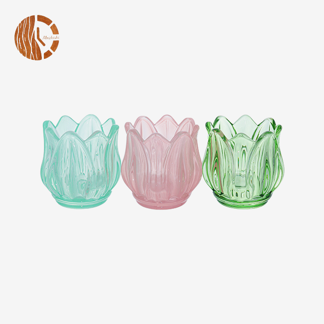 Pastel Lotus Flower Glass Candle Jars